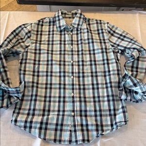Frank & Eileen Paul Blue Plaid cotton long sleeve button up shirt S/M Very good